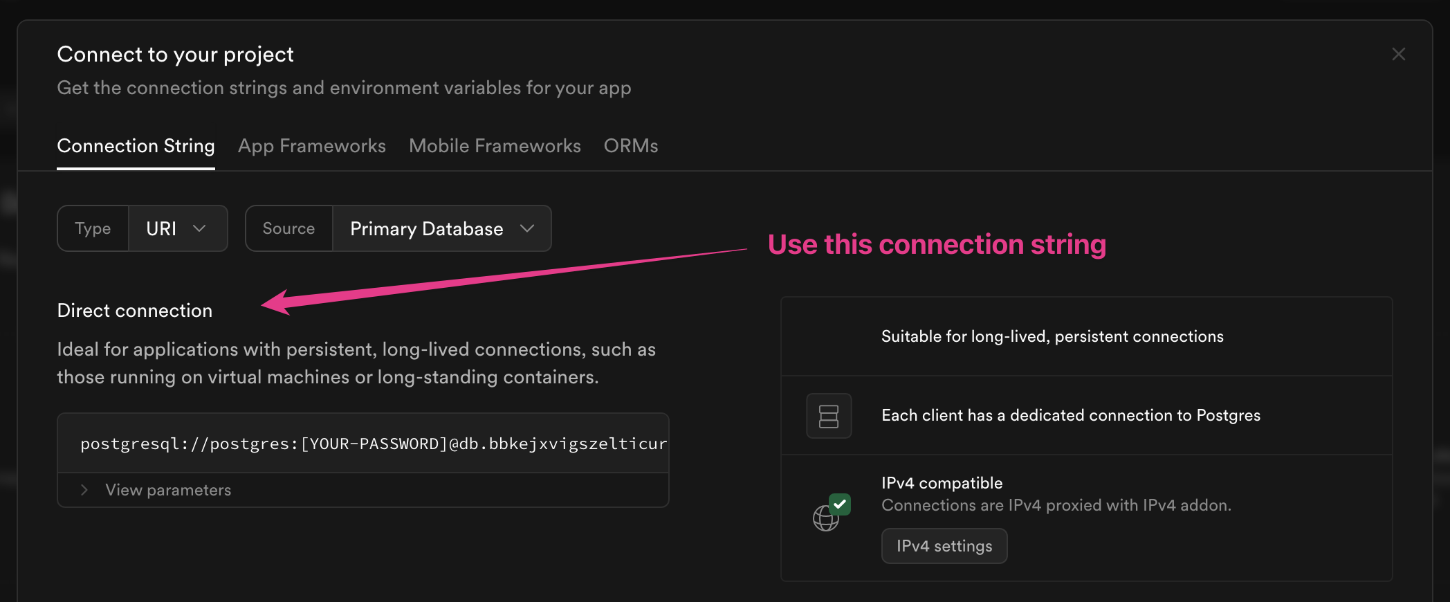 Use the "Direct Connection" option for ZERO_UPSTREAM_DB.